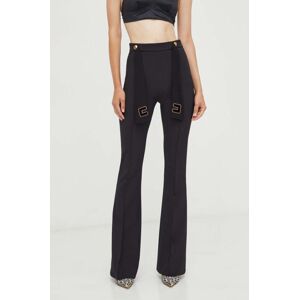 Kalhoty Elisabetta Franchi dámské, černá barva, zvony, high waist