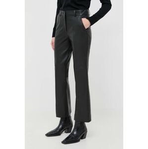 Kožené kalhoty Luisa Spagnoli dámské, černá barva, fason cargo, high waist