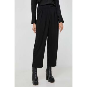 Kalhoty Max Mara Leisure dámské, černá barva, jednoduché, high waist