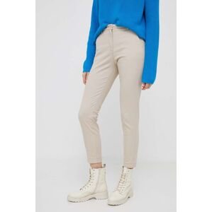 Kalhoty Sisley dámské, béžová barva, přiléhavé, high waist