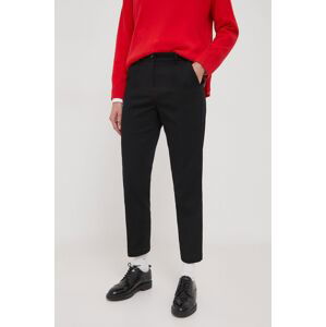 Kalhoty Sisley dámské, černá barva, přiléhavé, medium waist
