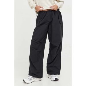 Kalhoty Tommy Jeans dámské, černá barva, široké, medium waist, DW0DW16387
