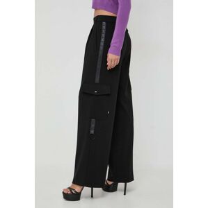 Kalhoty Twinset dámské, černá barva, široké, high waist