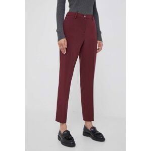 Kalhoty Dkny dámské, vínová barva, jednoduché, high waist
