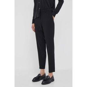 Kalhoty Dkny dámské, černá barva, jednoduché, high waist