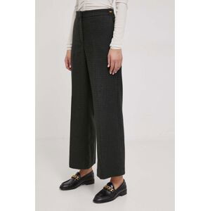 Vlněné kalhoty Barbour zelená barva, jednoduché, high waist