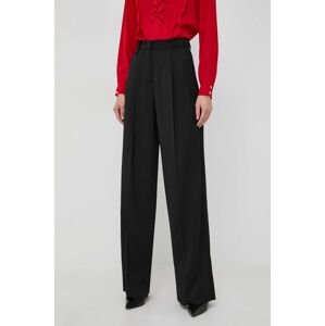 Kalhoty s příměsí vlny Marella černá barva, široké, high waist