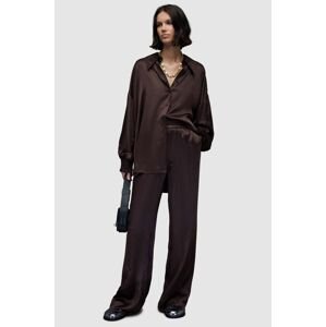 Kalhoty AllSaints WP047Z CHARLI TROUSERS dámské, hnědá barva, široké, medium waist