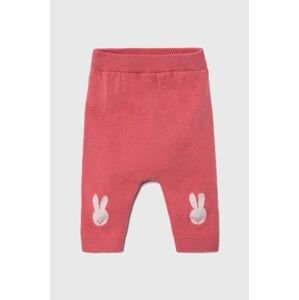 Kojenecké kalhoty United Colors of Benetton růžová barva, vzorované