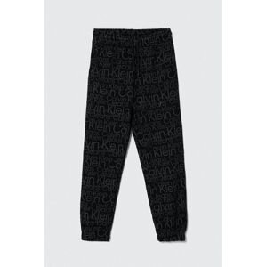 Dětské bavlněné tepláky Calvin Klein Jeans černá barva