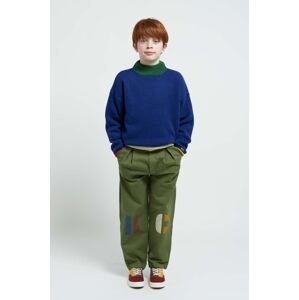 Dětské bavlněné kalhoty Bobo Choses zelená barva, s potiskem