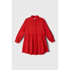 Dětské bavlněné šaty Tommy Hilfiger červená barva, mini