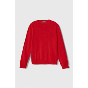 Dětský svetr s příměsí vlny United Colors of Benetton červená barva, lehký