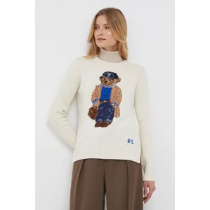 Vlněný svetr Polo Ralph Lauren dámský, béžová barva