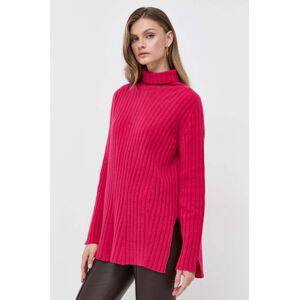 Vlněný svetr Twinset dámský, růžová barva, s golfem