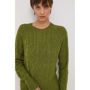 Vlněný svetr Sisley dámský, zelená barva