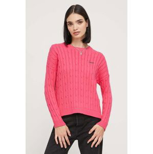 Bavlněný svetr Superdry růžová barva