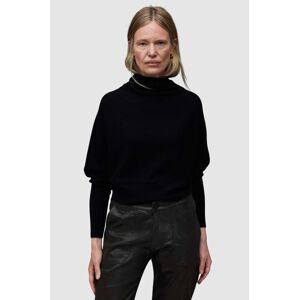 Vlněný svetr AllSaints RIDLEY CROP dámský, černá barva, s golfem