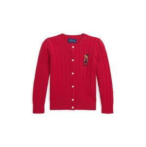 Dětský bavlněný kardigan Polo Ralph Lauren červená barva