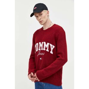 Svetr Tommy Jeans pánský, vínová barva