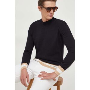 Vlněný svetr Karl Lagerfeld pánský, černá barva, lehký
