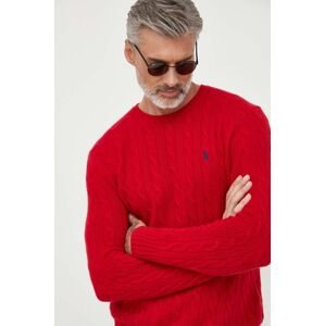 Vlněný svetr Polo Ralph Lauren pánský, červená barva