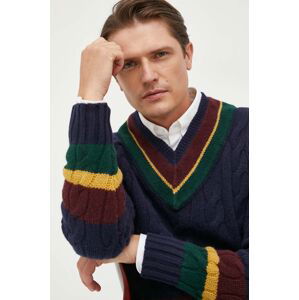 Vlněný svetr Polo Ralph Lauren pánský, tmavomodrá barva, hřejivý