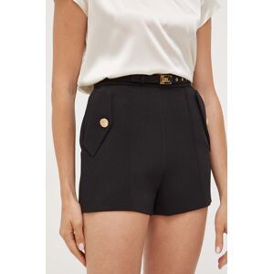 Kraťasy Elisabetta Franchi dámské, černá barva, hladké, high waist