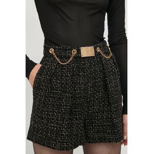 Kraťasy Elisabetta Franchi dámské, černá barva, vzorované, high waist