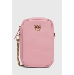 Kožená taška Pinko růžová barva