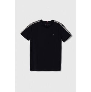 Dětské tričko Tommy Hilfiger černá barva, s aplikací