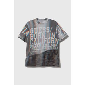 Dětské bavlněné tričko Guess šedá barva