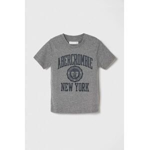 Dětské tričko Abercrombie & Fitch šedá barva, s potiskem