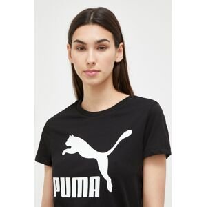 Bavlněné tričko Puma černá barva