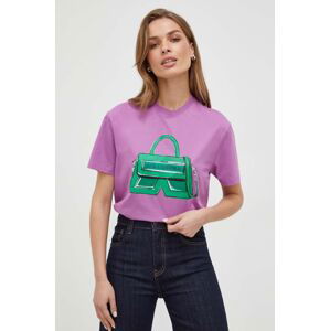 Bavlněné tričko Karl Lagerfeld fialová barva