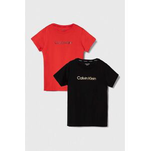 Dětské bavlněné tričko Calvin Klein Underwear 2-pack červená barva