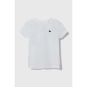 Dětské bavlněné tričko Lacoste bílá barva