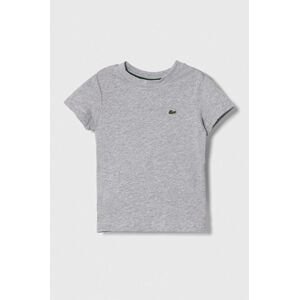Dětské bavlněné tričko Lacoste šedá barva