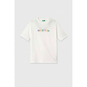 Dětské bavlněné tričko United Colors of Benetton bílá barva, s potiskem