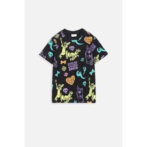 Dětské bavlněné tričko Coccodrillo x Scooby Doo černá barva, s potiskem