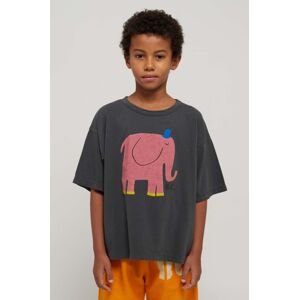 Dětské bavlněné tričko Bobo Choses šedá barva, s potiskem