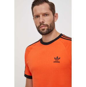 Bavlněné tričko adidas Originals oranžová barva, s aplikací