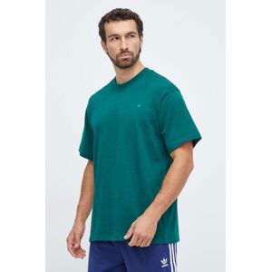 Bavlněné tričko adidas Originals zelená barva