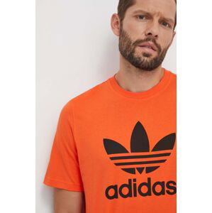 Bavlněné tričko adidas Originals oranžová barva, s potiskem