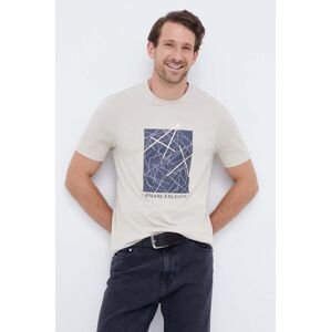Bavlněné tričko Armani Exchange hnědá barva, s potiskem