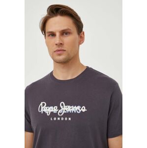 Bavlněné tričko Pepe Jeans Keegan šedá barva, s potiskem