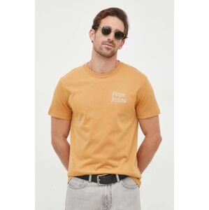 Bavlněné tričko Pepe Jeans Kody béžová barva, s potiskem