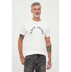 Bavlněné tričko Pepe Jeans Westend béžová barva, s potiskem
