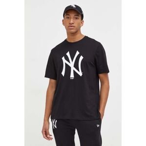 Bavlněné tričko New Era černá barva, s potiskem, NEW YORK YANKEES