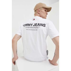 Bavlněné tričko Tommy Jeans bílá barva, s potiskem